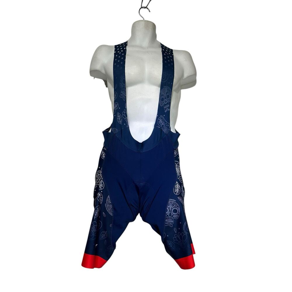 Cuore Of Switzerland cycling red white blue Sugar Skull bibshorts Size 2XL